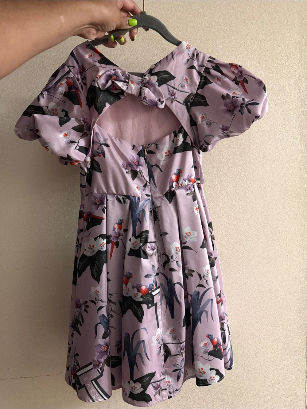 Ted Baker Lilac Floral Puff-Sleeve Party Dress - Picture 5 of 5